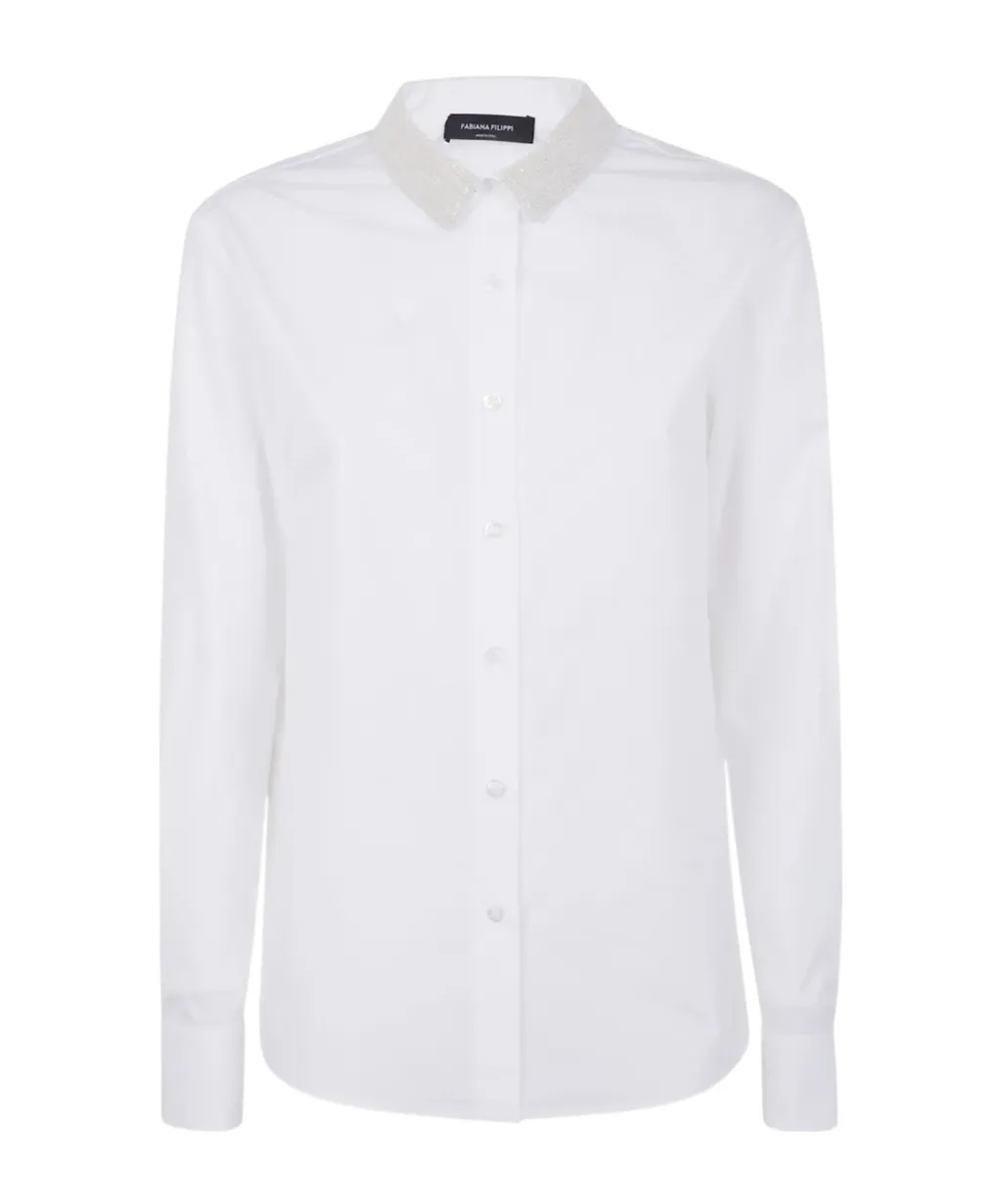 Embellished-Collar Cotton Shirt