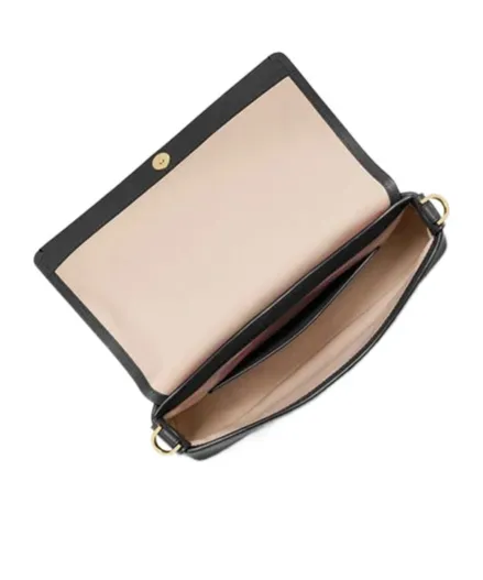Flap-Detail Leather Shoulder Bag