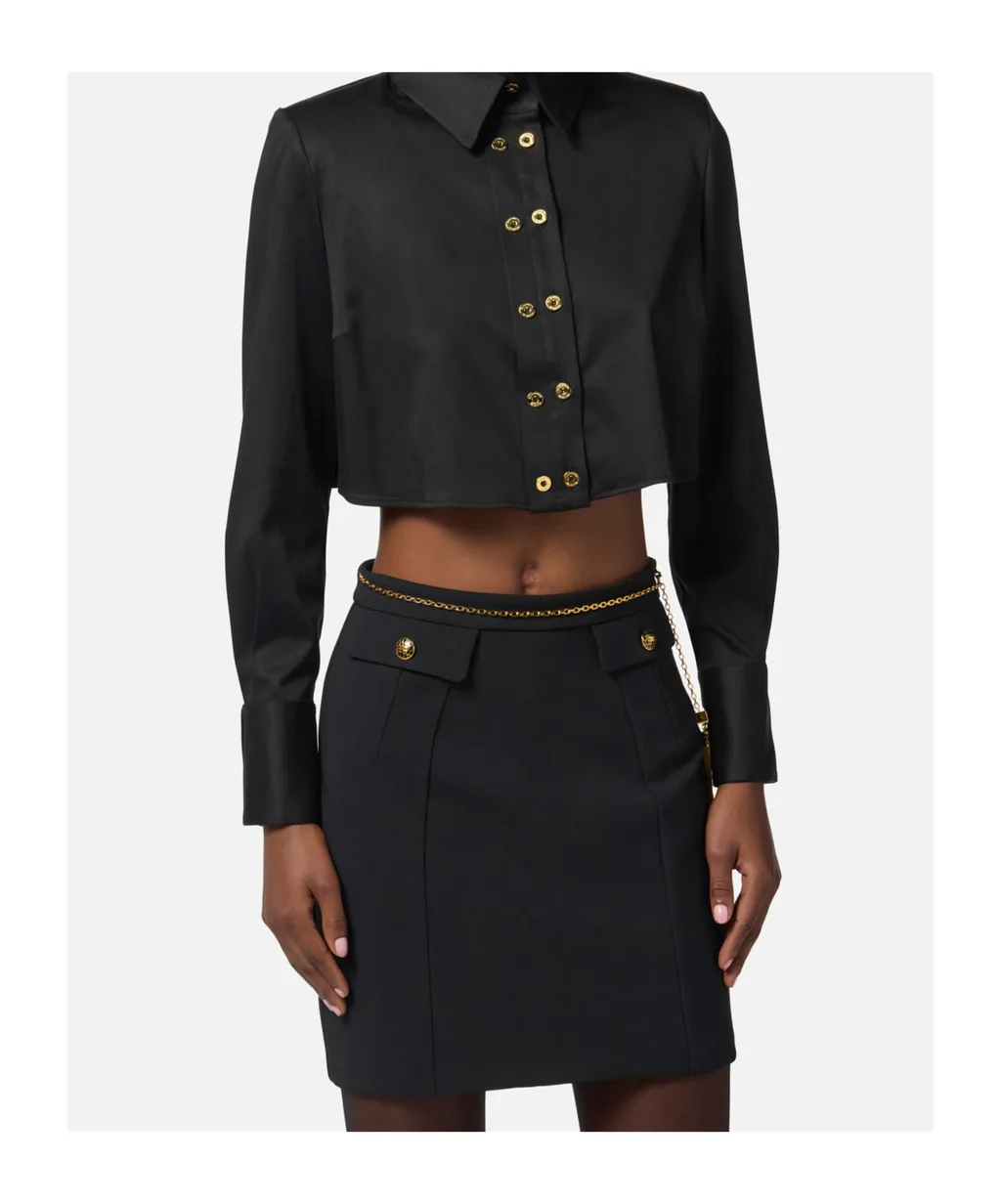 Elisabetta Franchi Cropped Satin Shirt