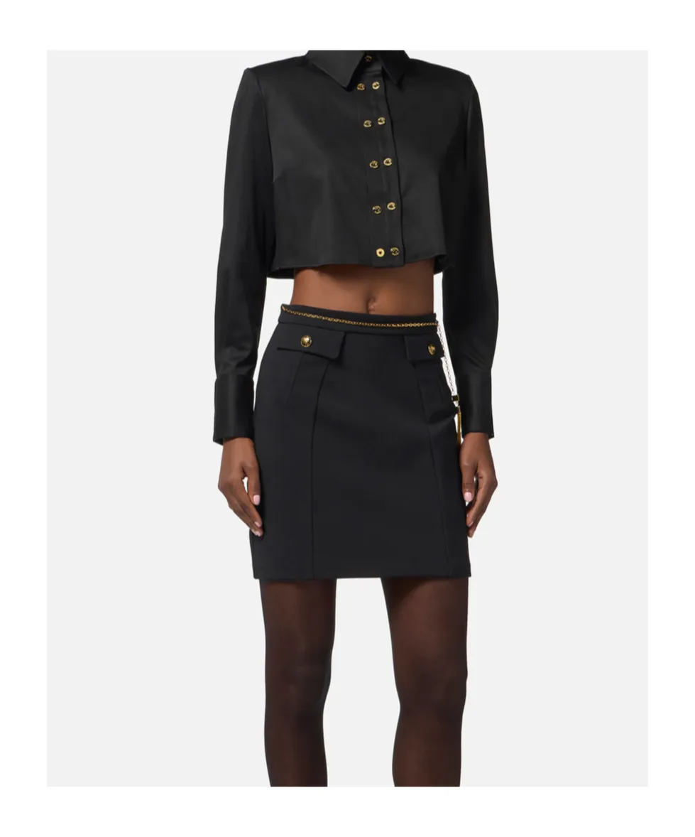 Elisabetta Franchi Cropped Satin Shirt