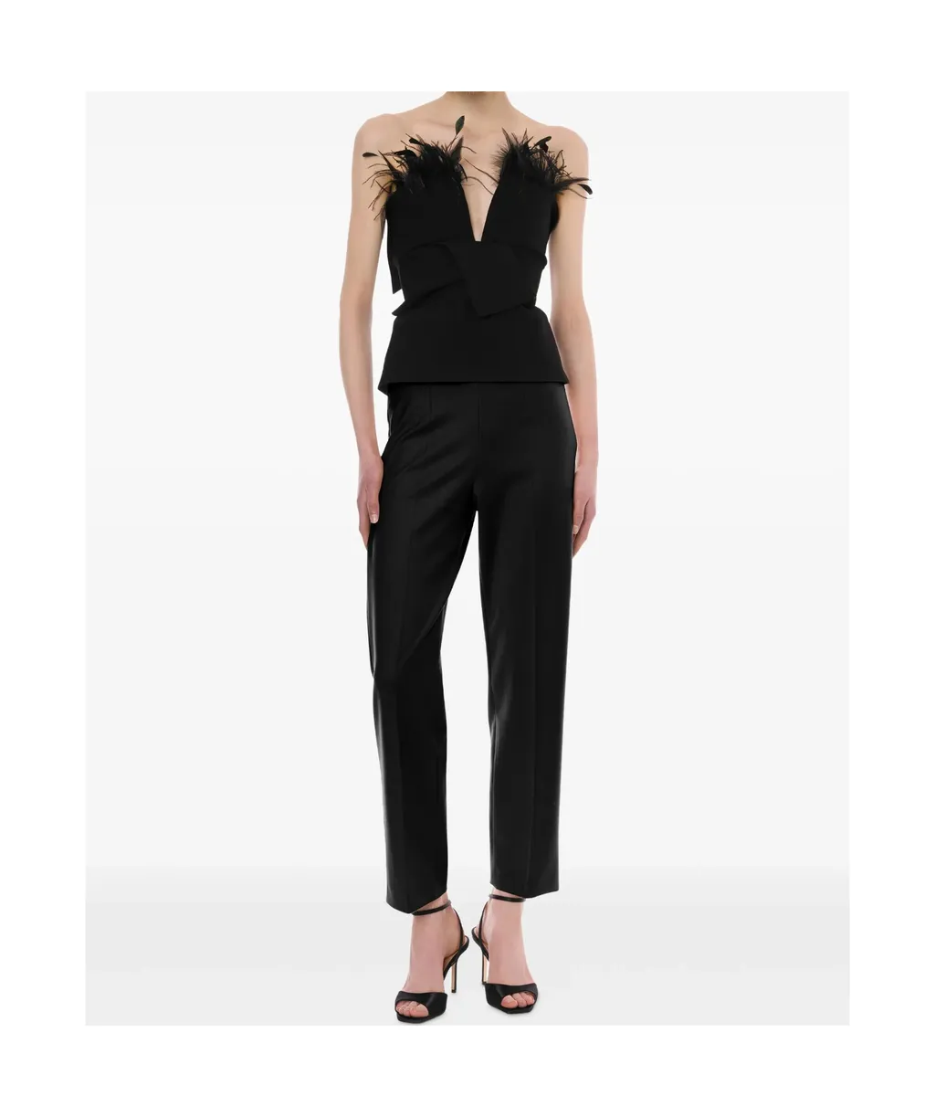 Pleated Straight-Leg Casual Pants