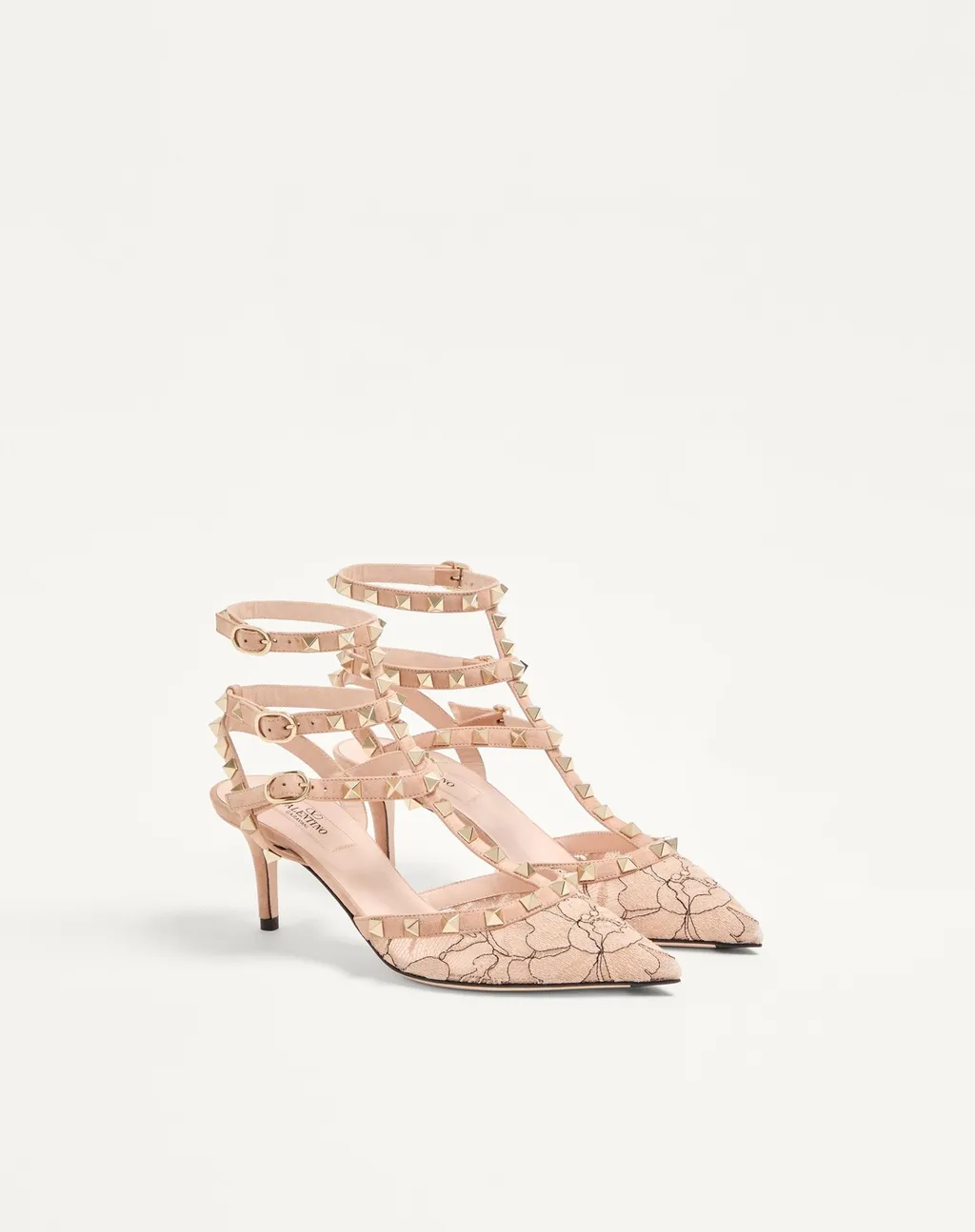 Valentino Garavani Rockstud Pointed Toe Lace Pumps