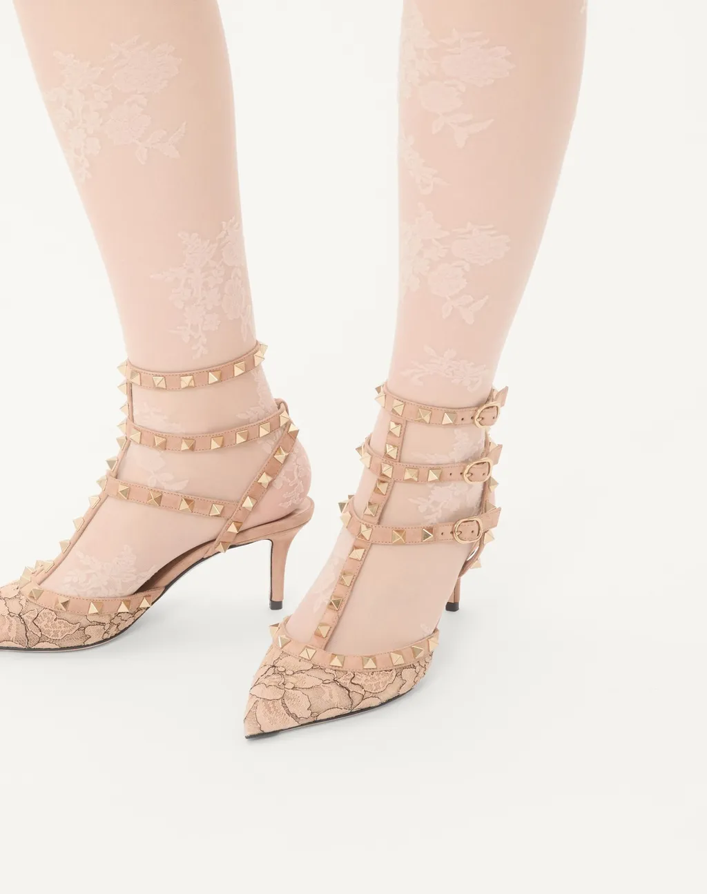 Valentino Garavani Rockstud Pointed Toe Lace Pumps
