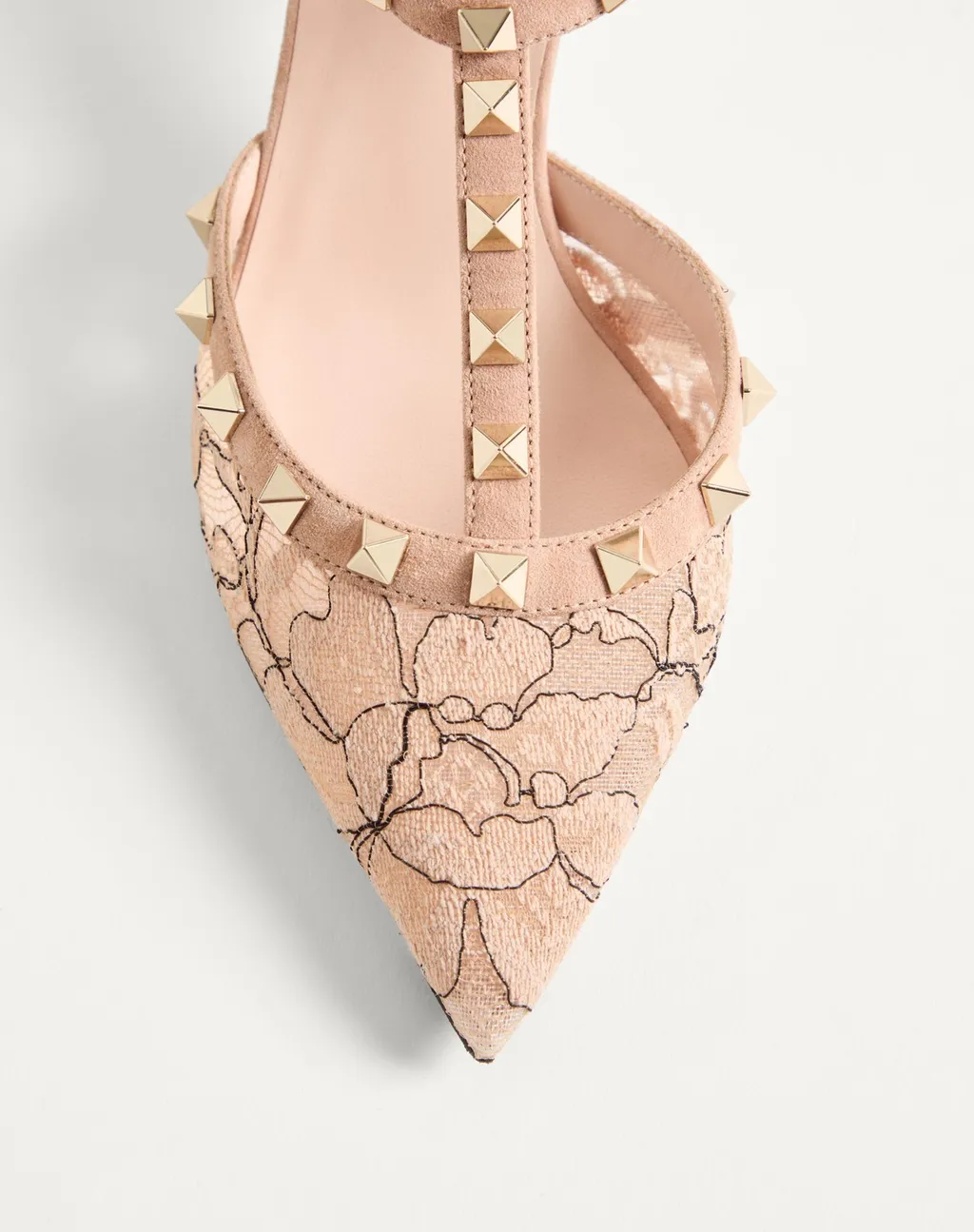 Valentino Garavani Rockstud Pointed Toe Lace Pumps