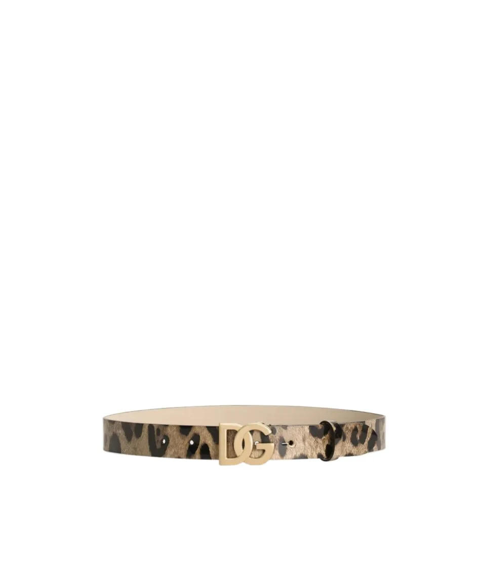Leopard-Print Dg Logo-Buckle Belt