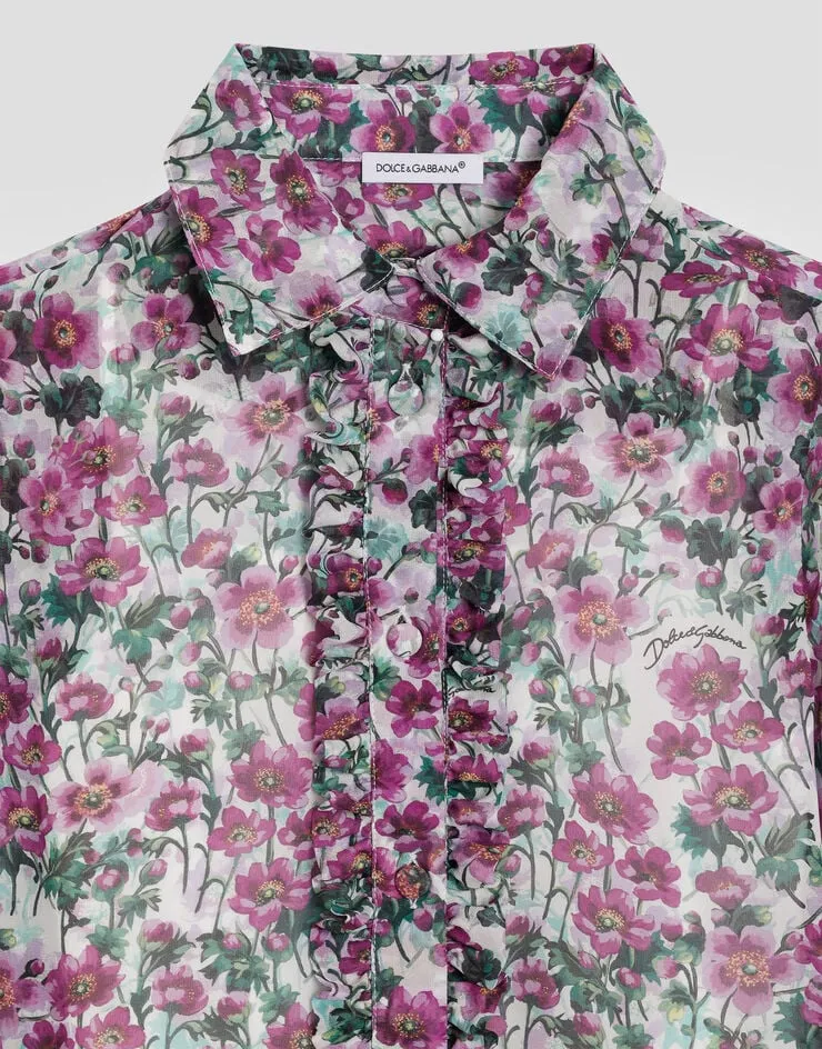 Dolce & Gabbana Kids Violet-Print CrÊPe Shirt