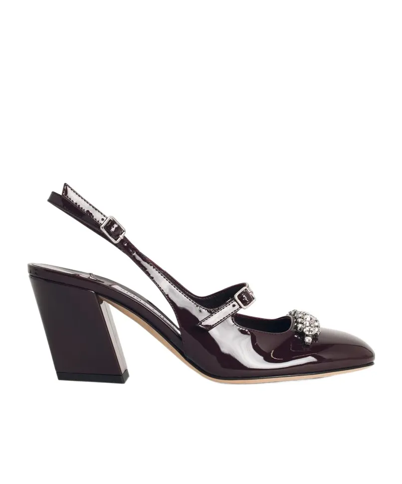Deep Merlot Leather Slingbacks Belinda