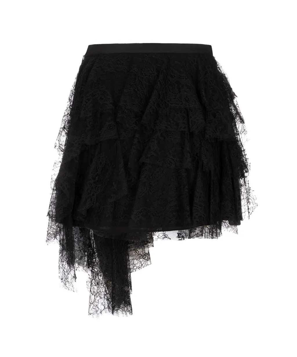 Alexander Mcqueen Ruffled Lace Mini Skirt
