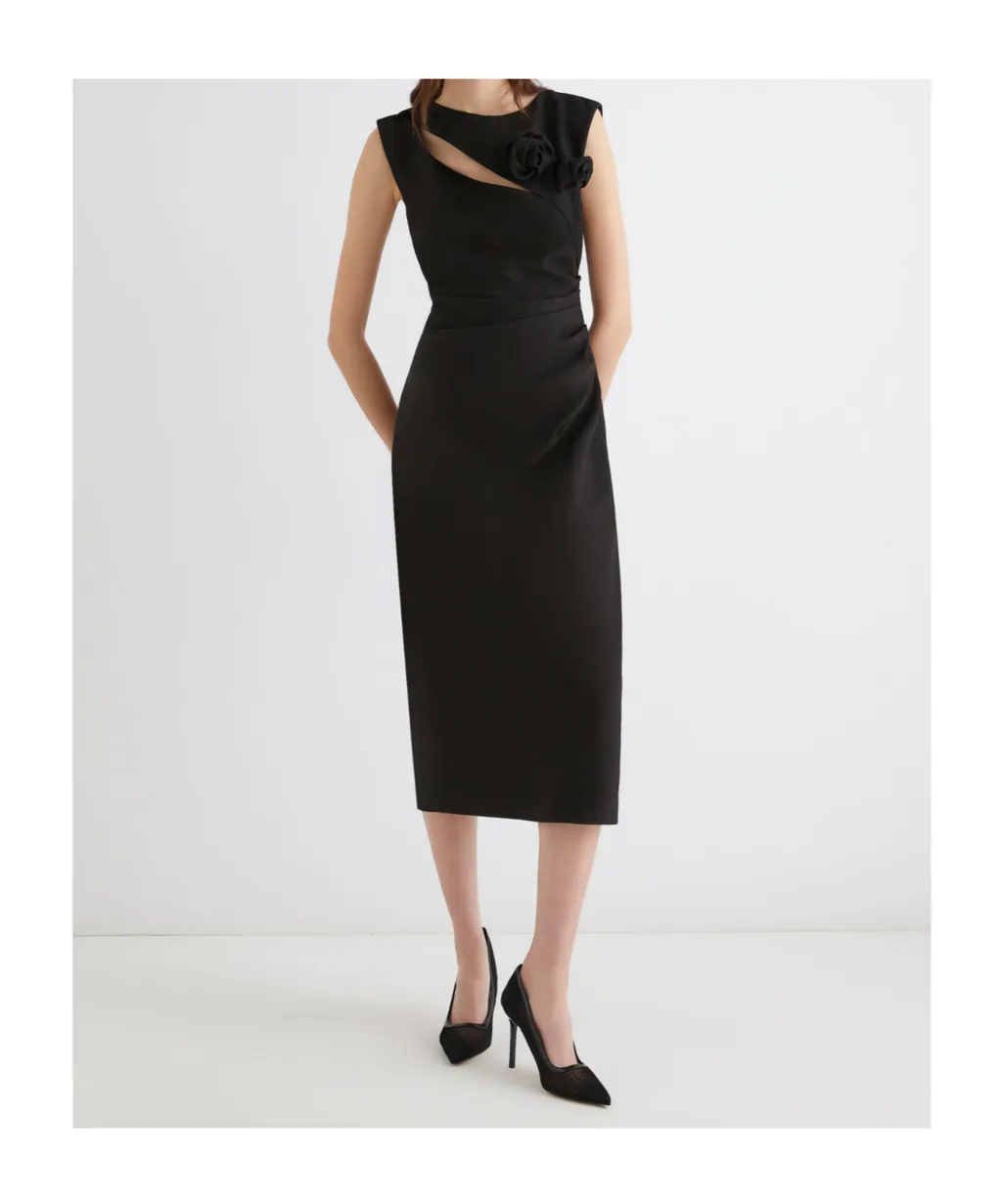 Slim-Fit Sable Dress - Black