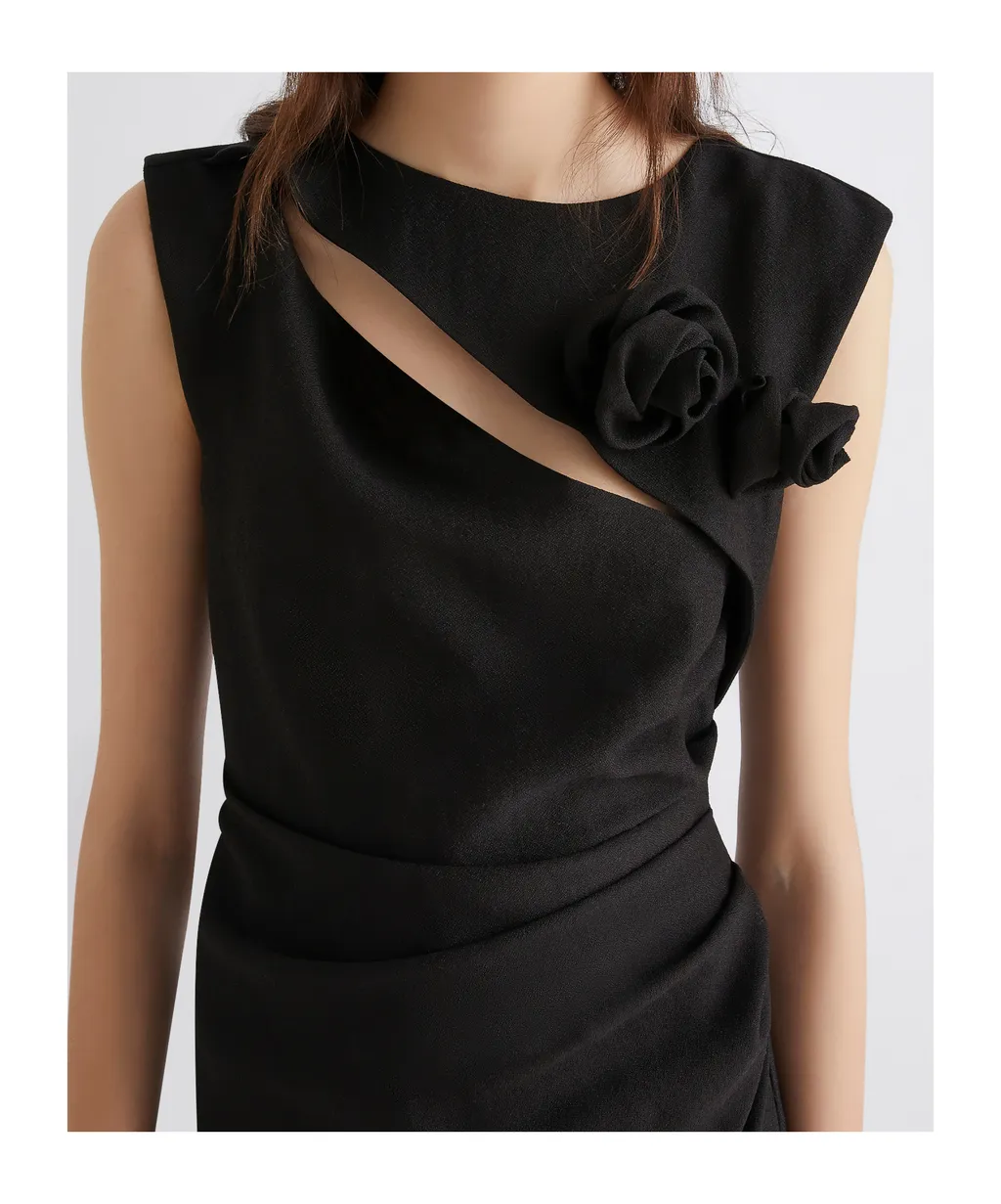 Slim-Fit Sable Dress - Black