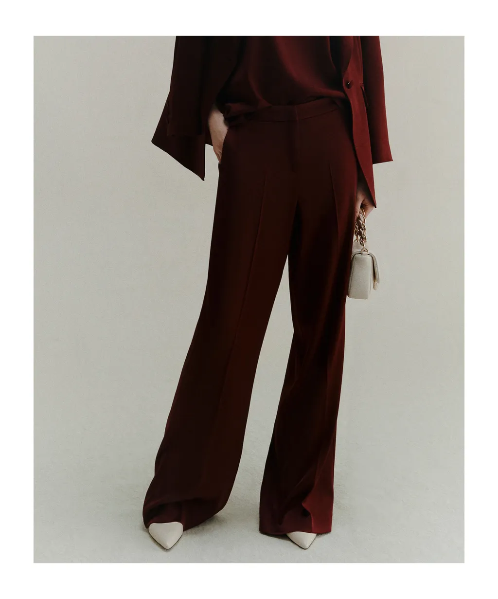 Satin Trousers - Bordeaux