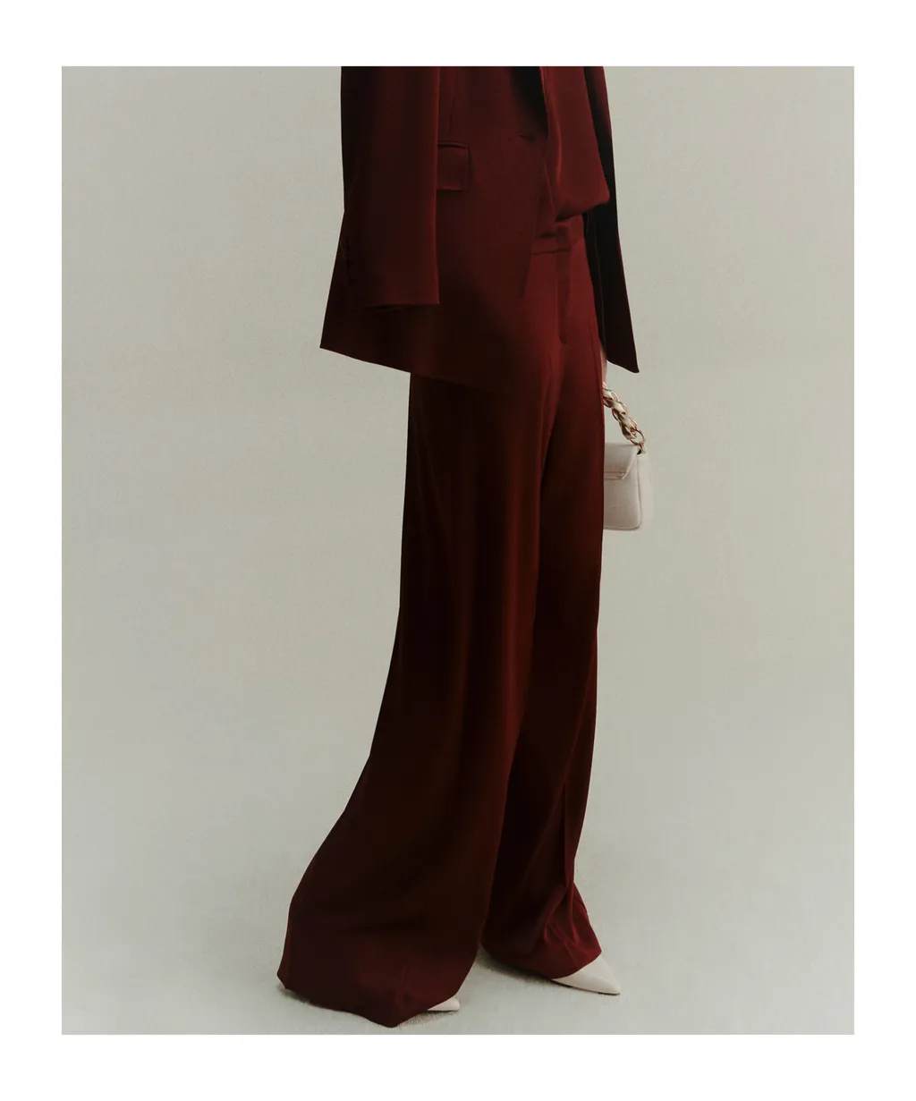 Satin Trousers - Bordeaux