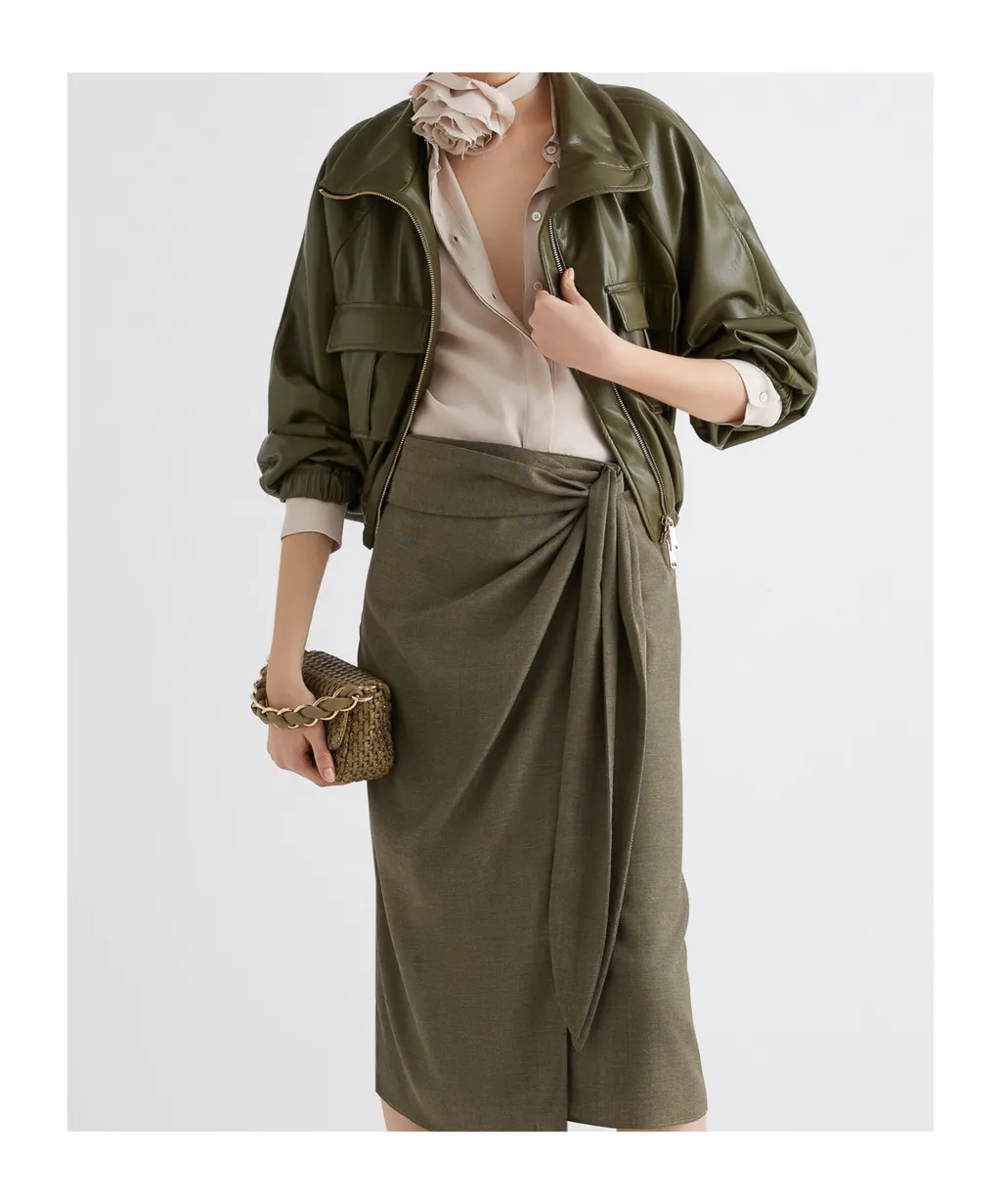 Coated Jersey Blouson Jacket - Olive