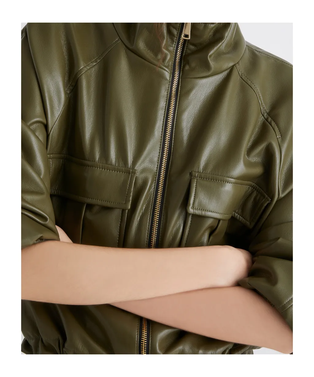 Coated Jersey Blouson Jacket - Olive