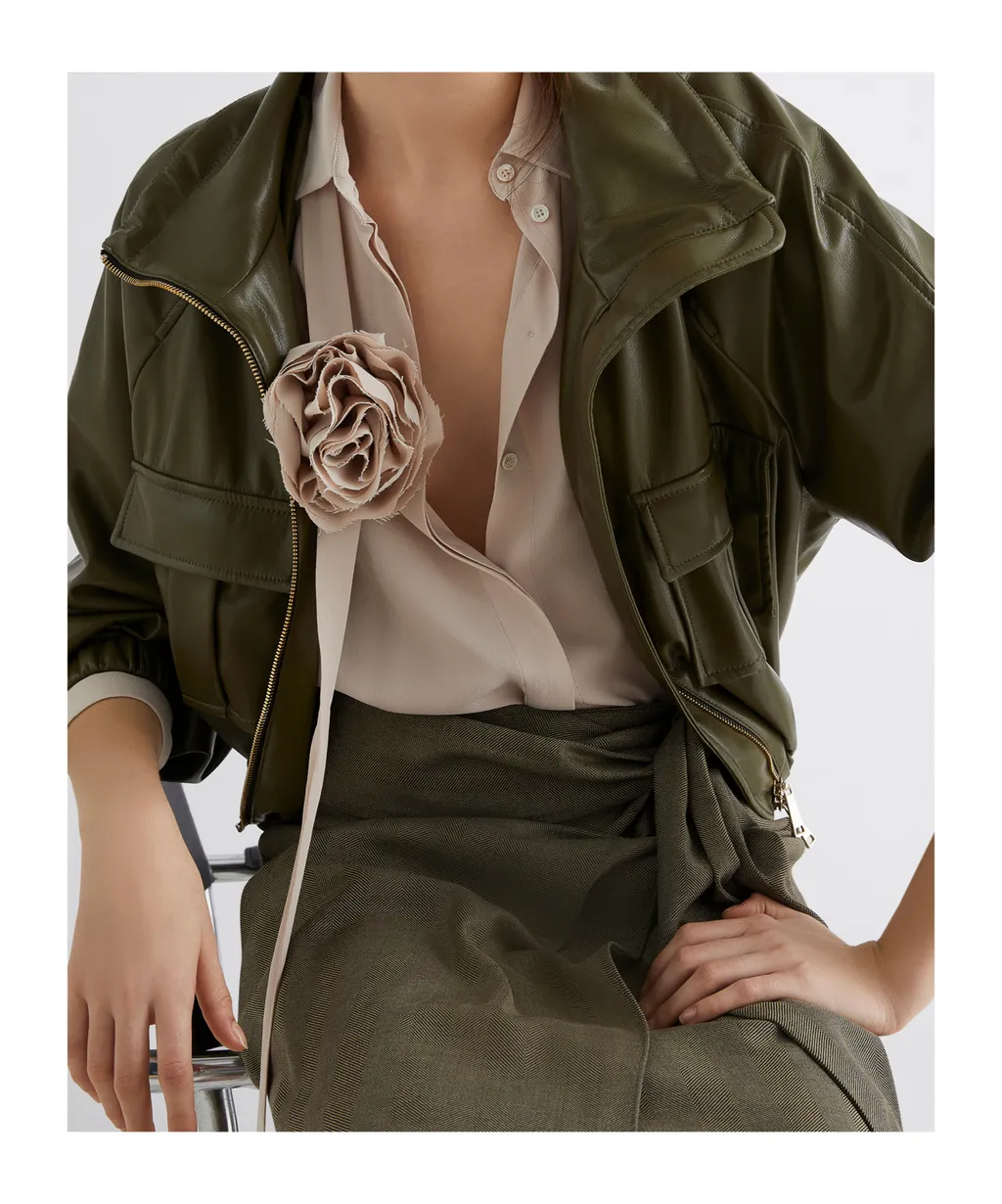 Coated Jersey Blouson Jacket - Olive