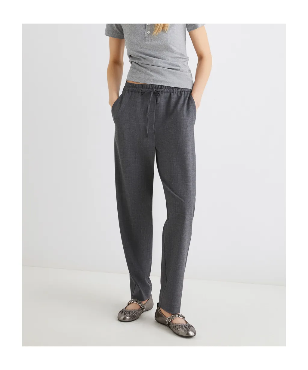 Slim-Fit Wool-Blend Trousers - Melange Grey