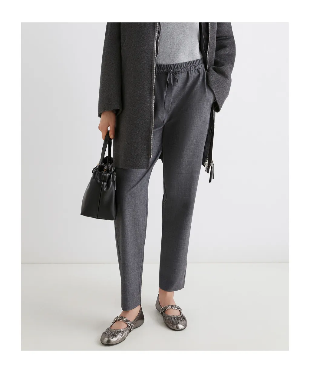 Slim-Fit Wool-Blend Trousers - Melange Grey