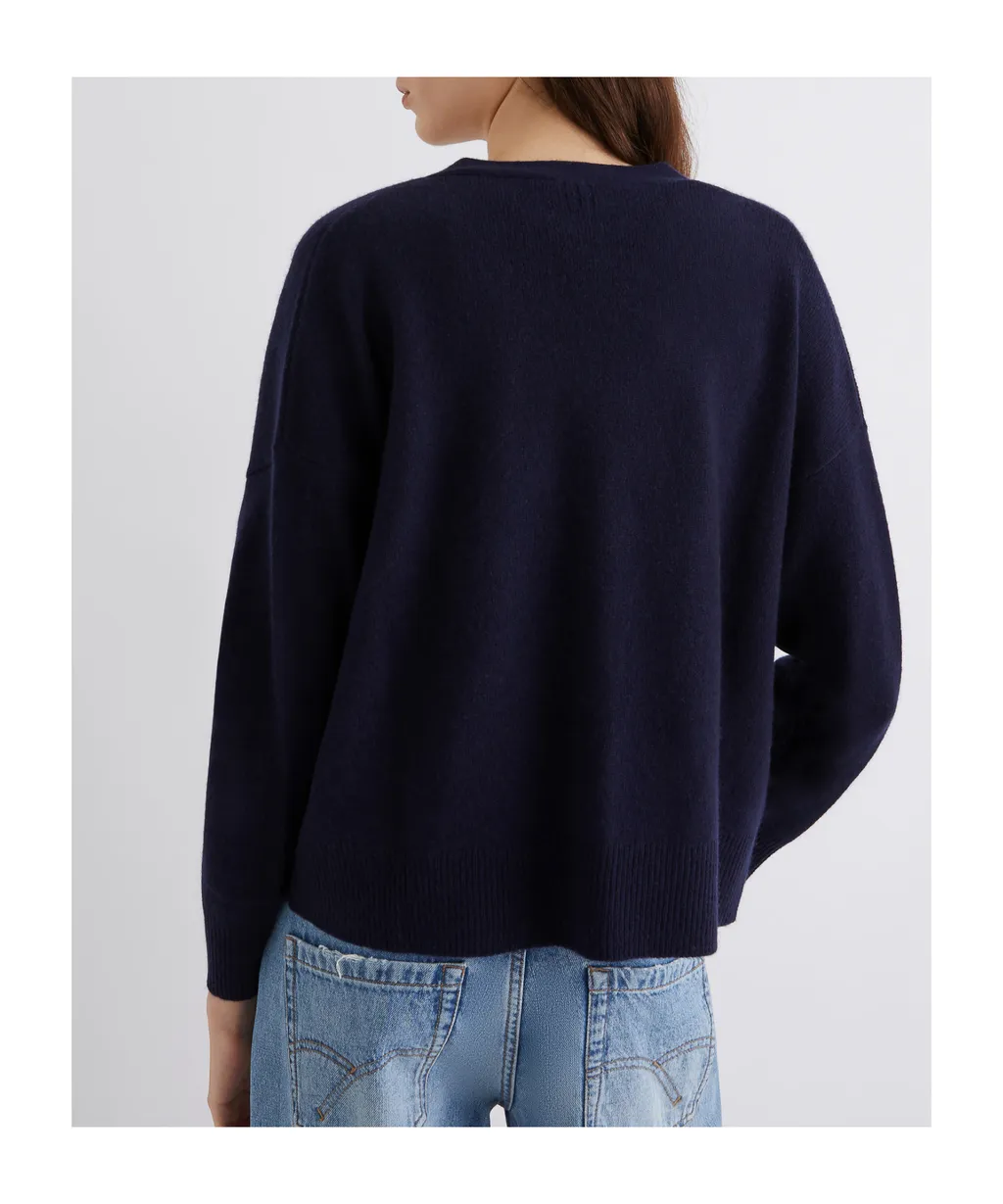 Cashmere-Blend Cardigan - Navy