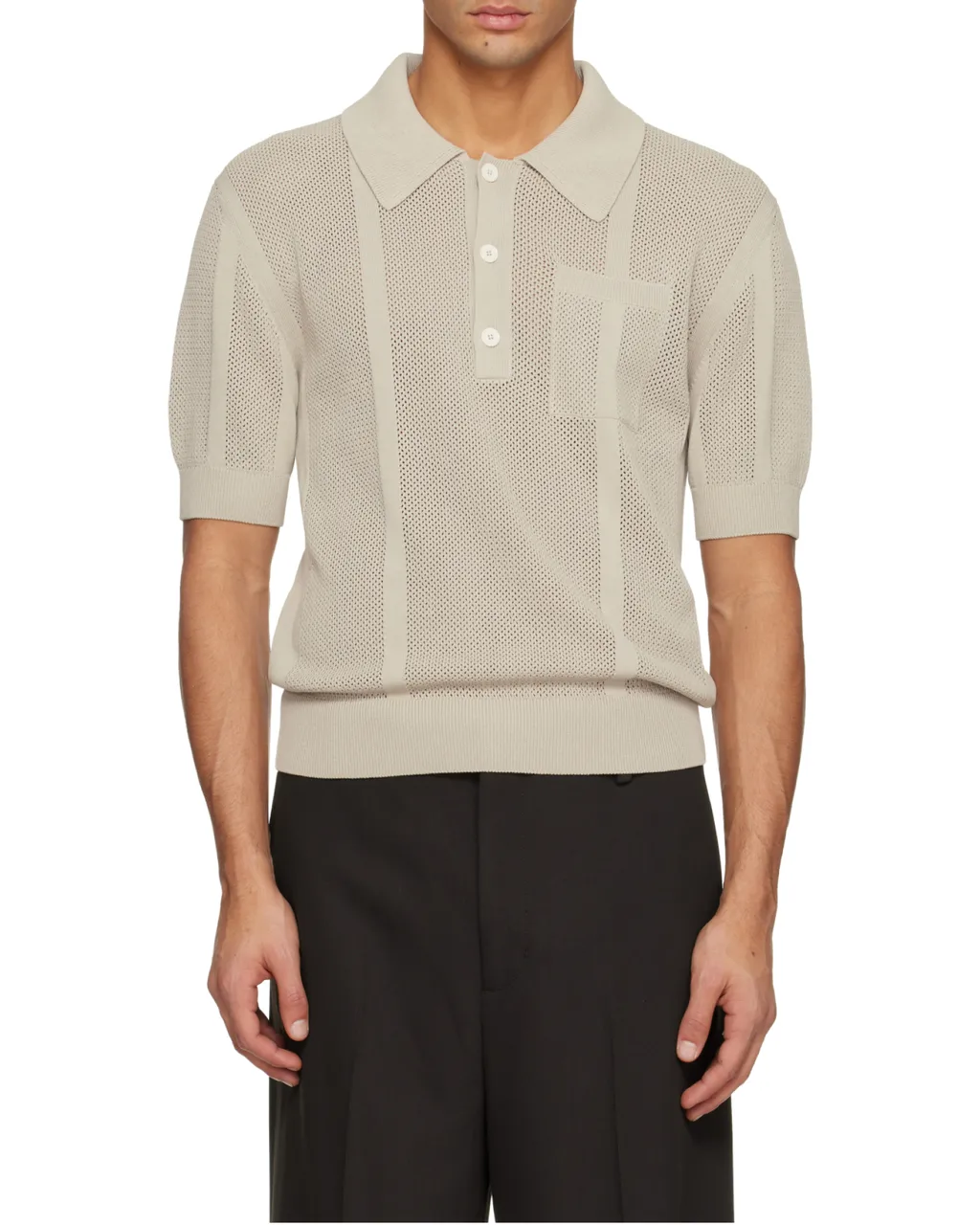 Open-Knit Polo Shirt