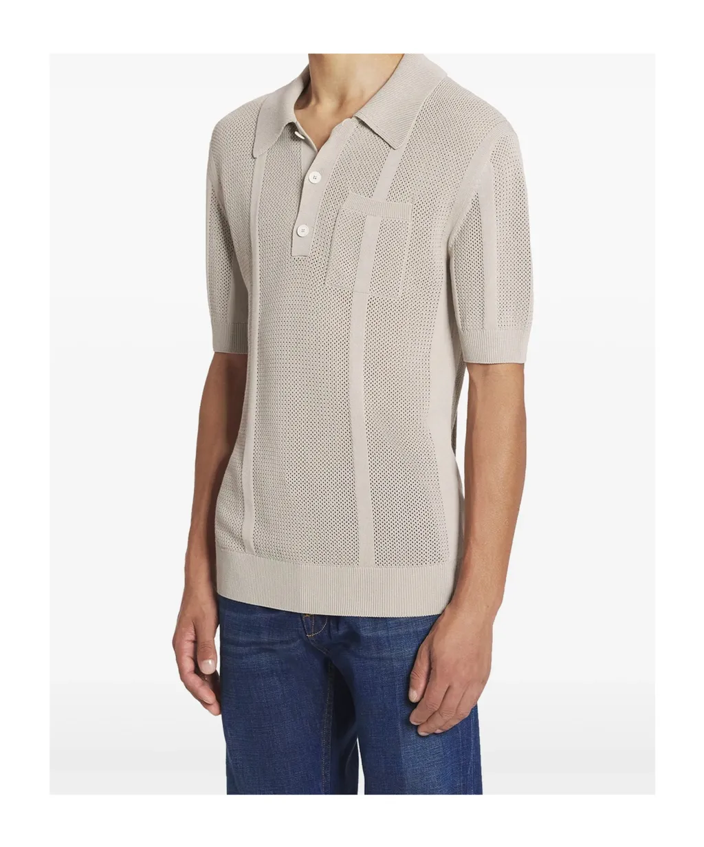 Open-Knit Polo Shirt