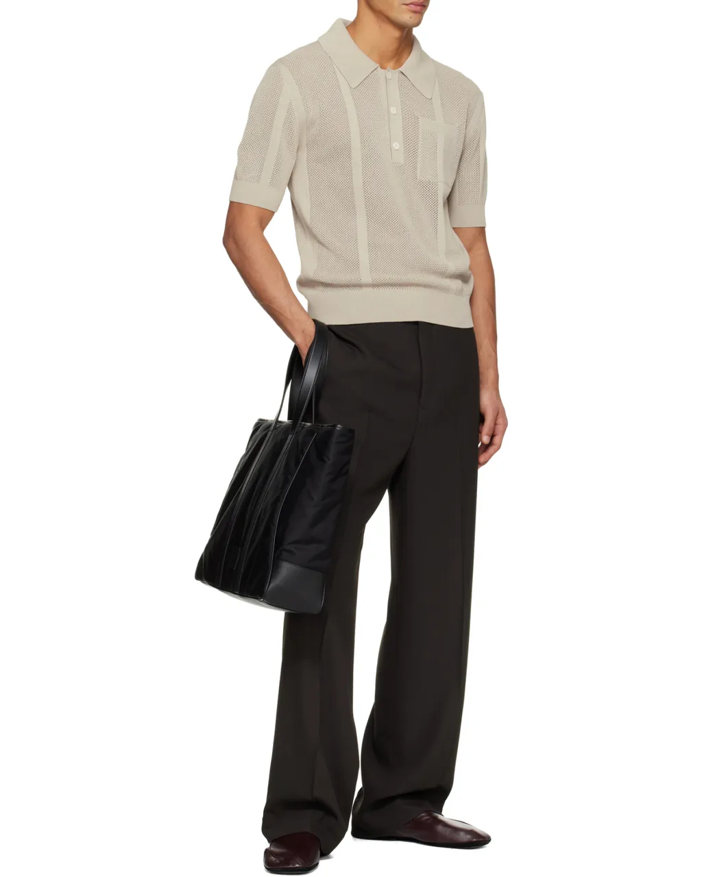 Open-Knit Polo Shirt