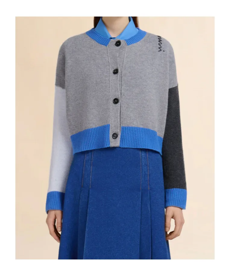 Marni Logo Embroidered Color Blocked Cardigan