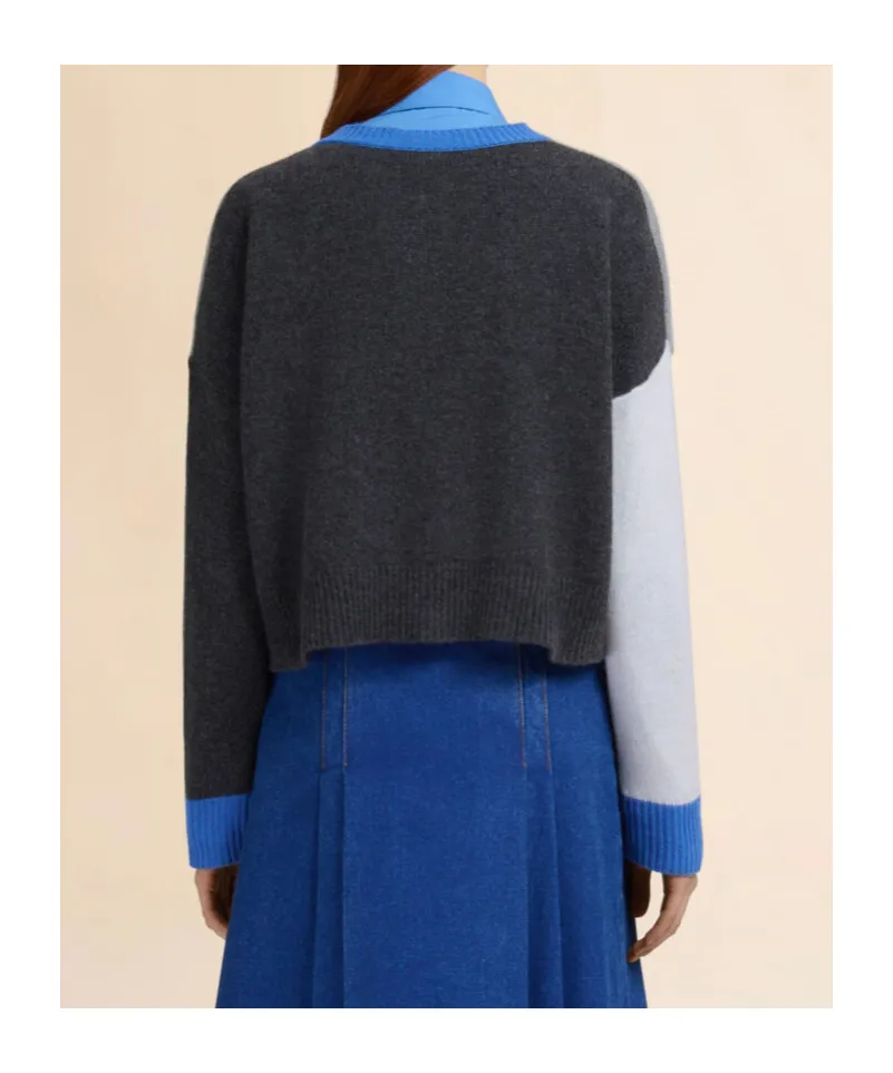 Marni Logo Embroidered Color Blocked Cardigan