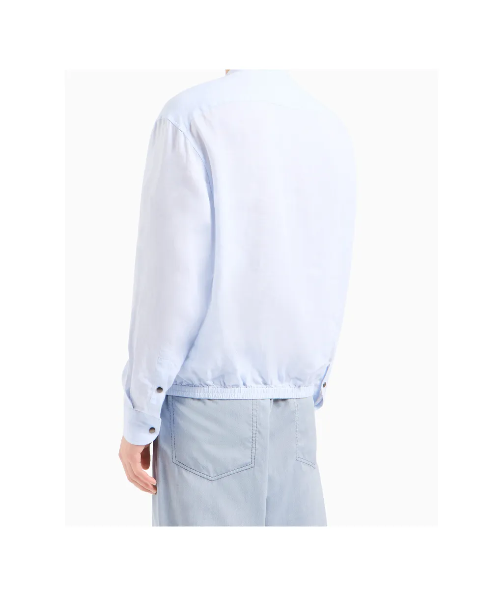 Band-Collar Linen Shirt