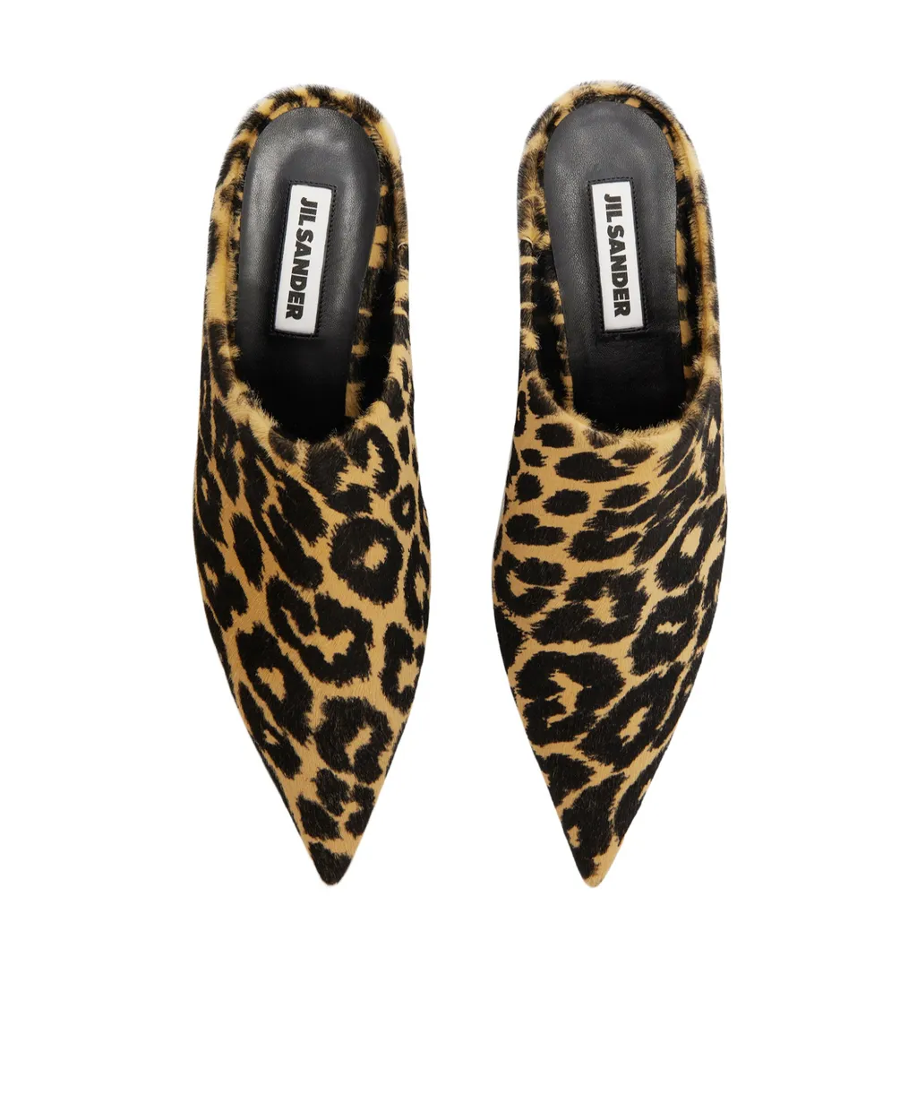 Jil Sander Leopard-Printed Pointed Toe Mules