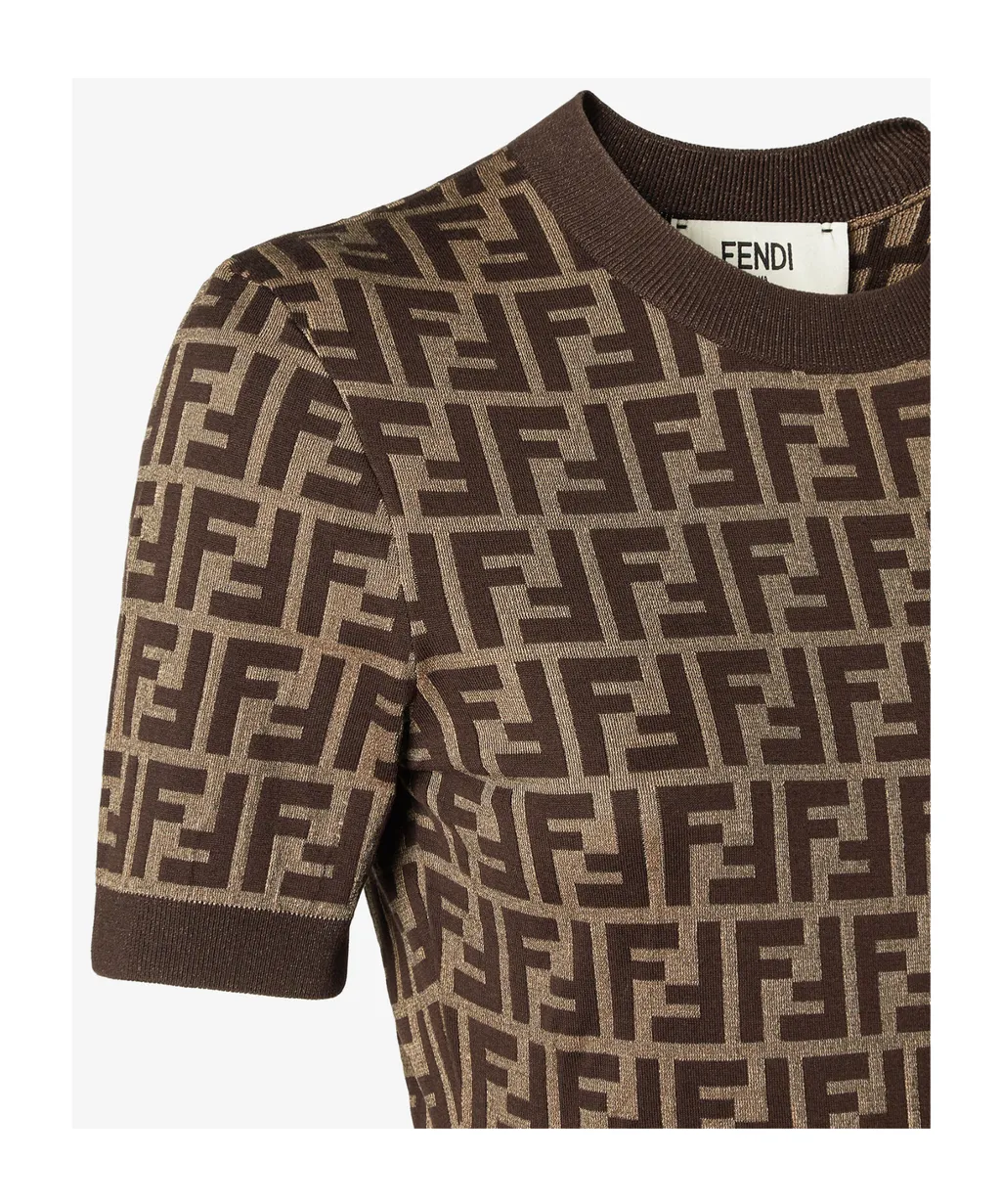 Fendi Ff Jacquard Fitted Midi Dress