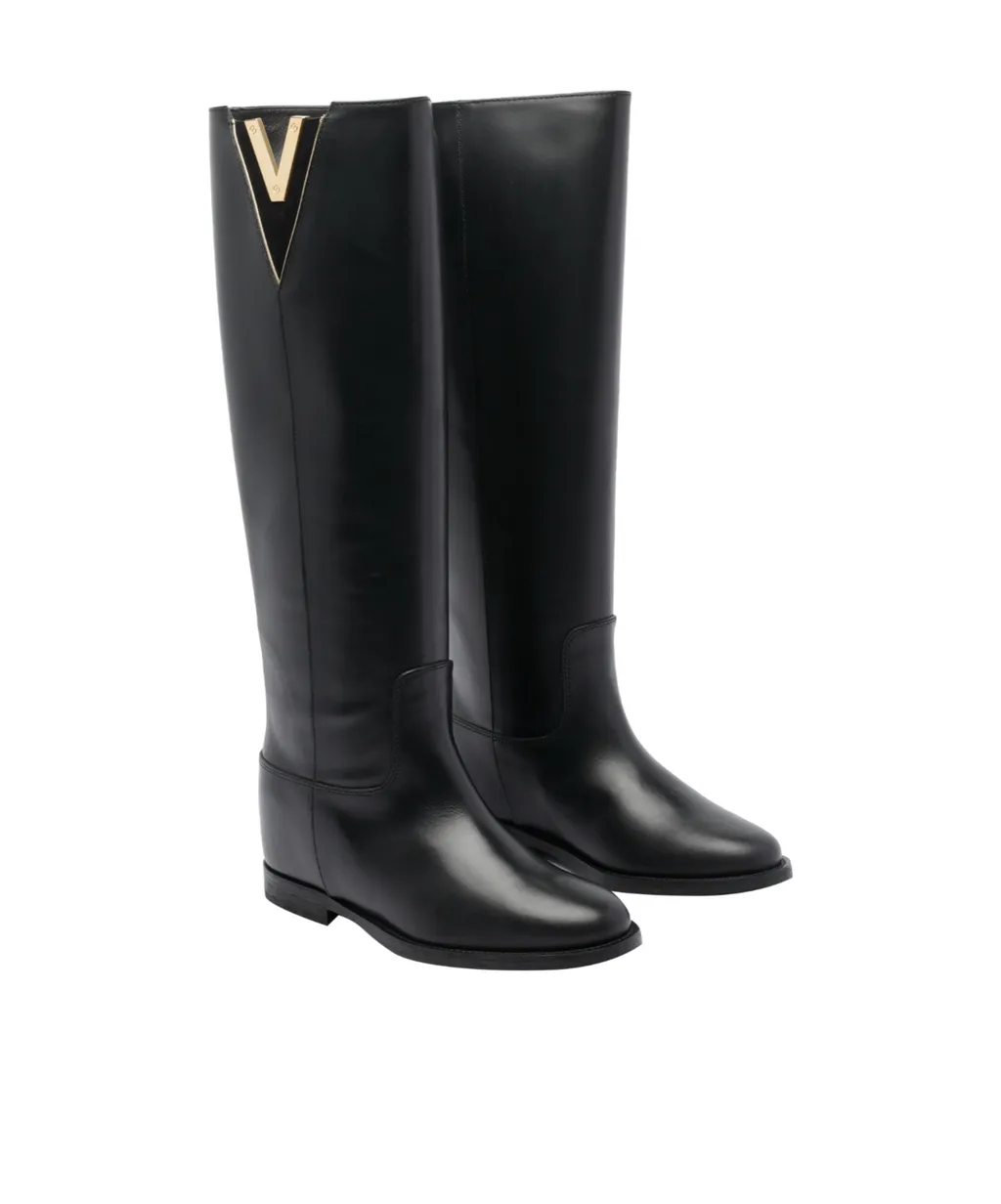 Via Roma 15 Maxi Logo Round Toe Boots