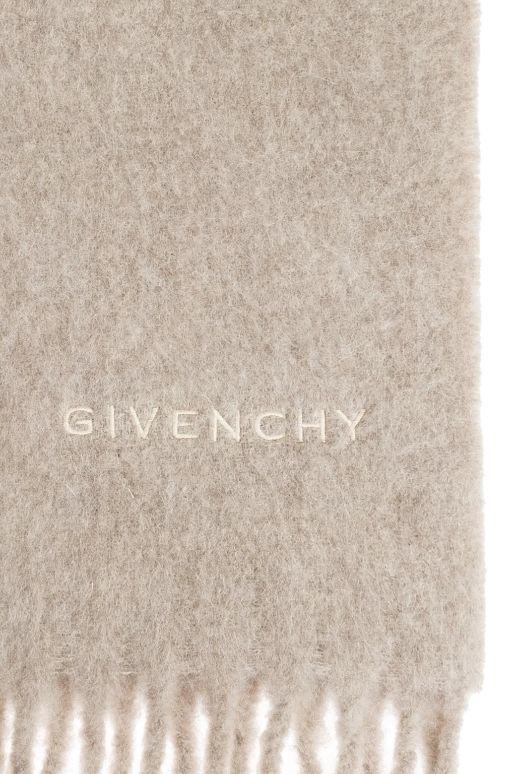 Givenchy Logo Embroidered Fringed Scarf