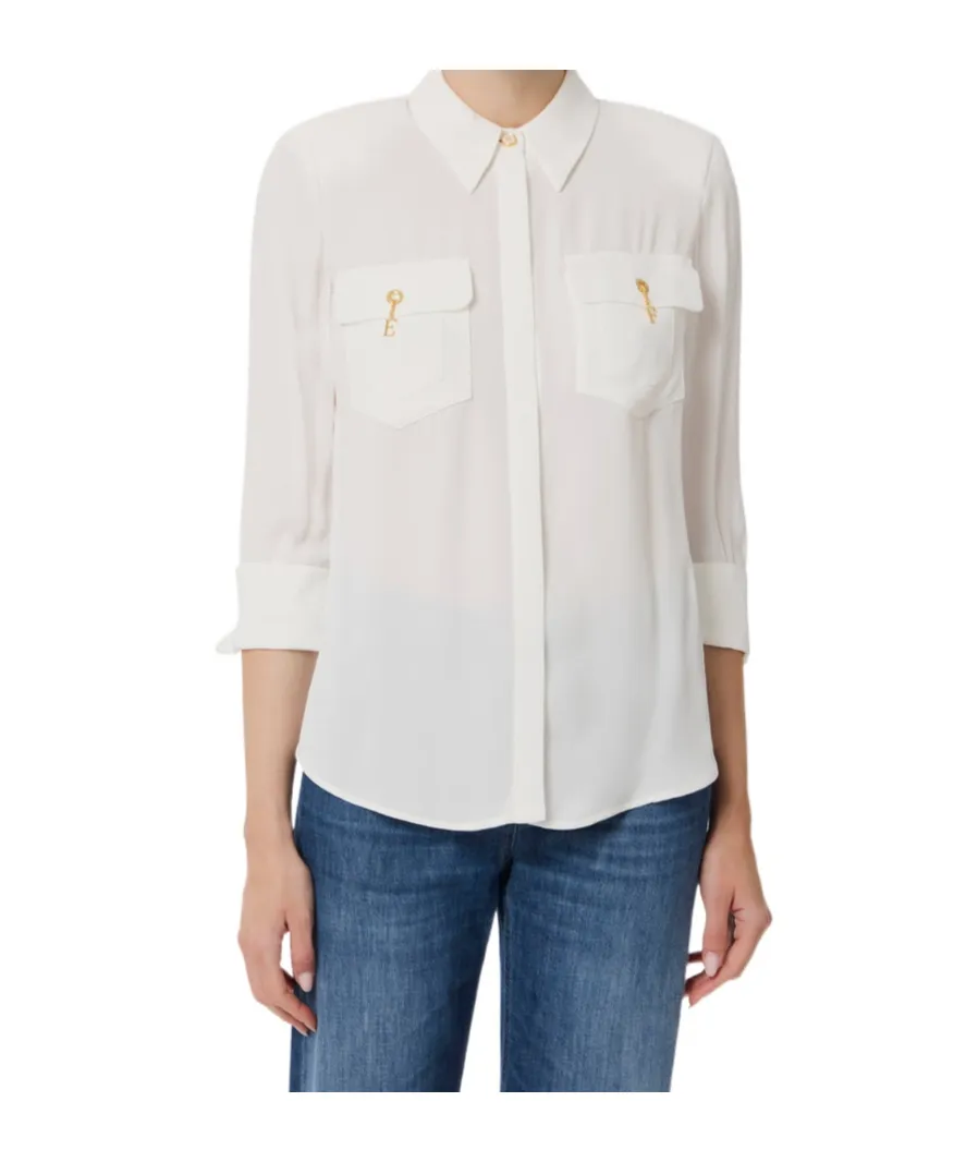 Pocket-Detail Three-Quarter Sleeve Shirt