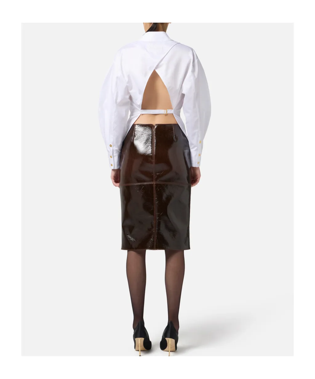 Balloon-Sleeve Bow-Detail Shirt