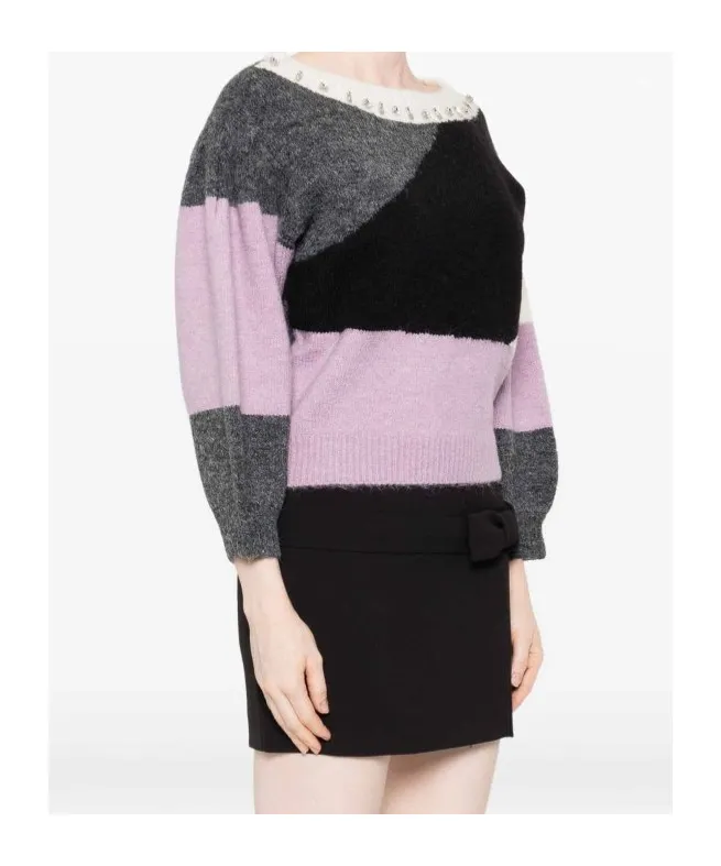 Embellished Panelled Sweater