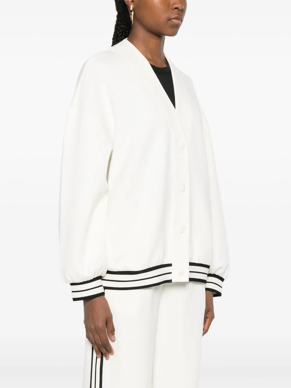 Striped-Trim Cardigan