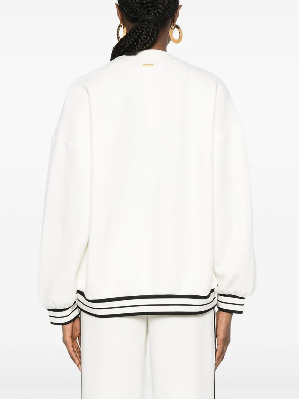 Striped-Trim Cardigan