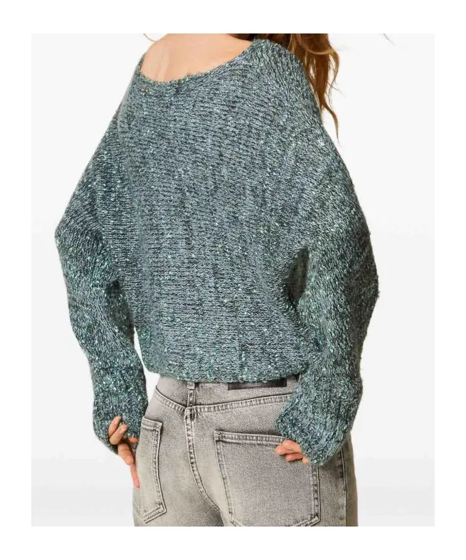 Speckled Boat-Neck Sweater