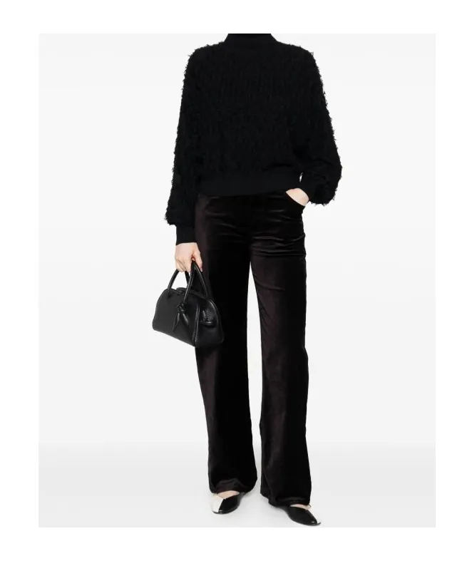Roll-Neck Frayed-Edge Sweater