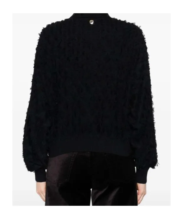 Roll-Neck Frayed-Edge Sweater
