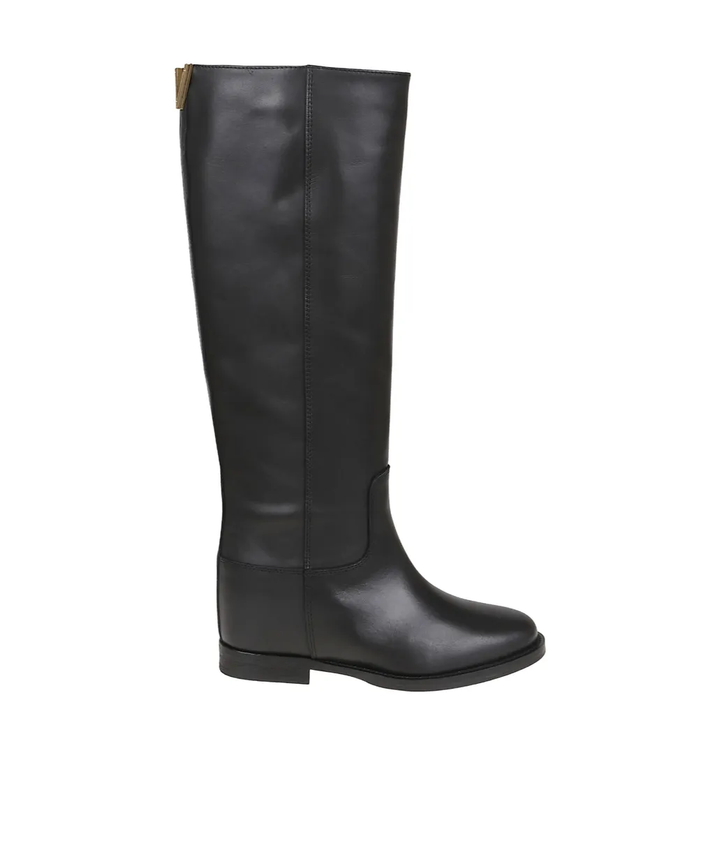 Via Roma 15 V Logo Round Toe Boots