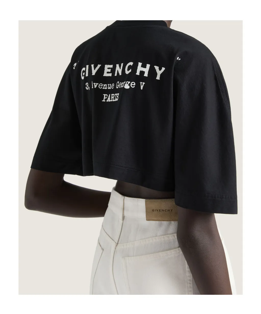 Cropped Fit T-Shirt In Cotton With Givenchy Stamp Print