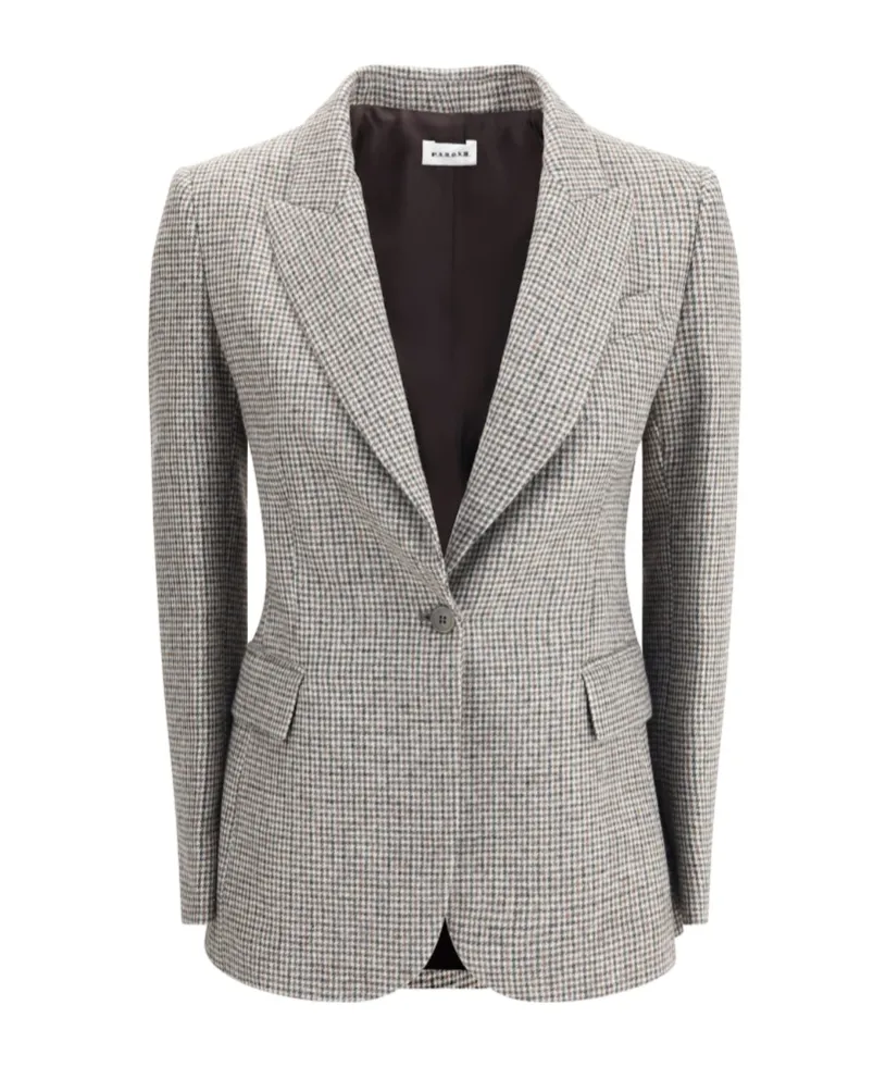 Houndstooth Patterned Jacket