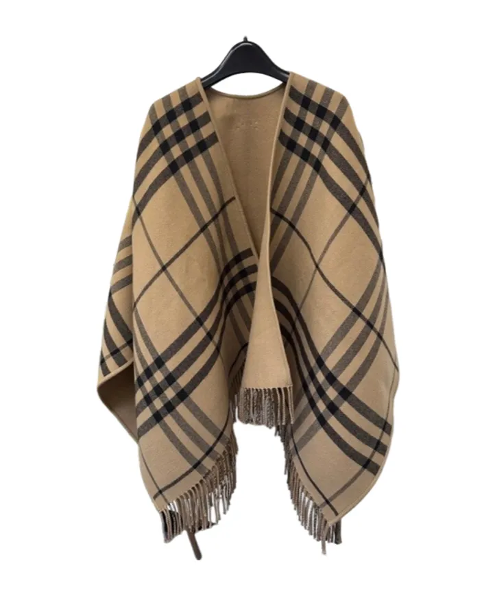 Double-Sided Plaid Shawl