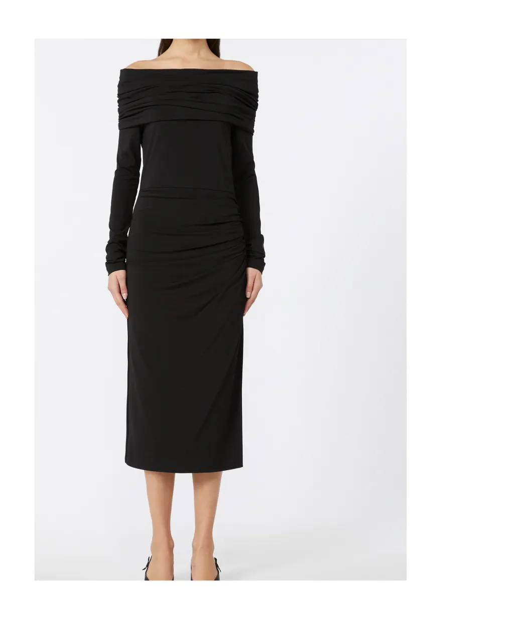 Max Mara Studio Draped Off-Shoulder Midi Dress