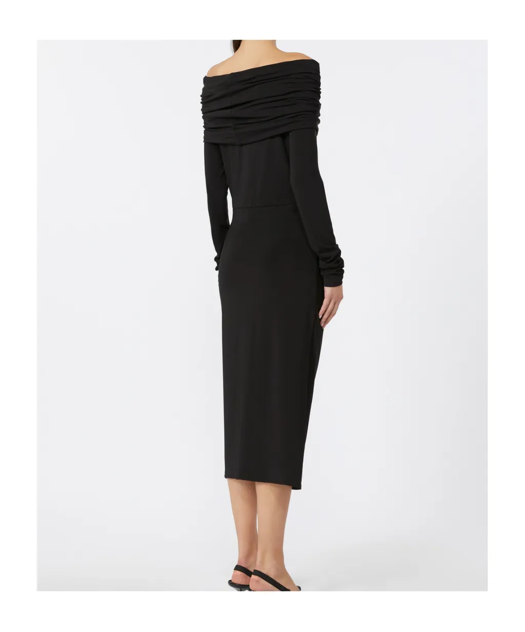 Max Mara Studio Draped Off-Shoulder Midi Dress