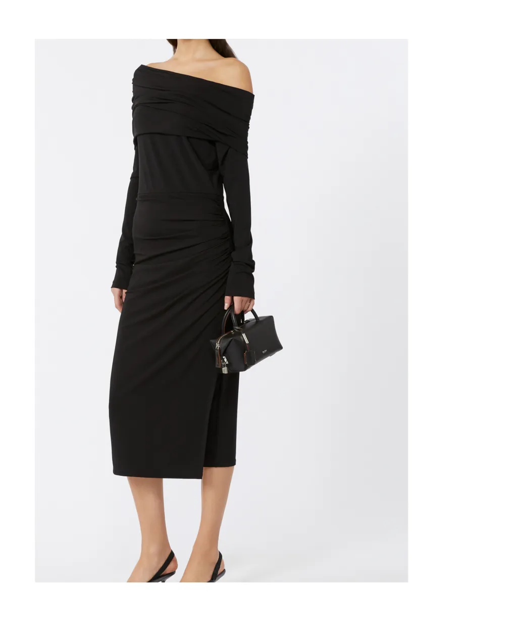 Max Mara Studio Draped Off-Shoulder Midi Dress
