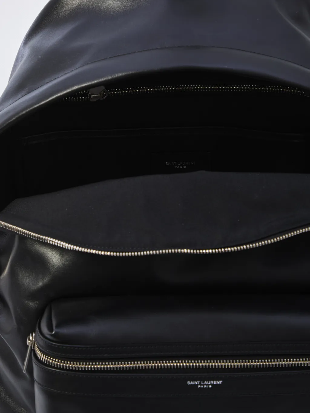 Embossed-Logo Leather Backpack