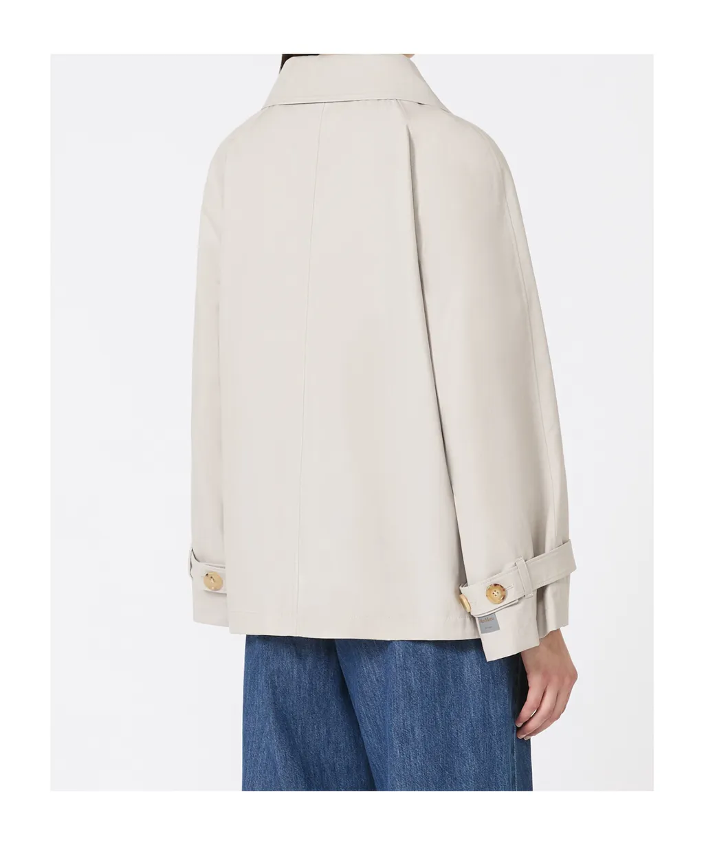 Short Water-Repellent Cotton Twill Trench Coat
