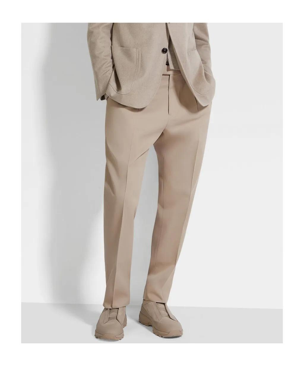 Pleated Cotton Wool Trousers